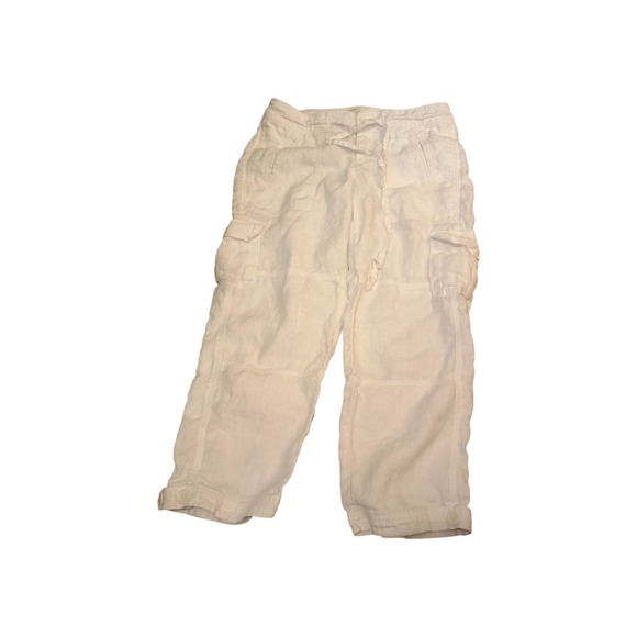 Tommy Bahama Relax Women's Linen Beachy Cargo Drawstring White Capris Size 2 - Picture 3 of 10